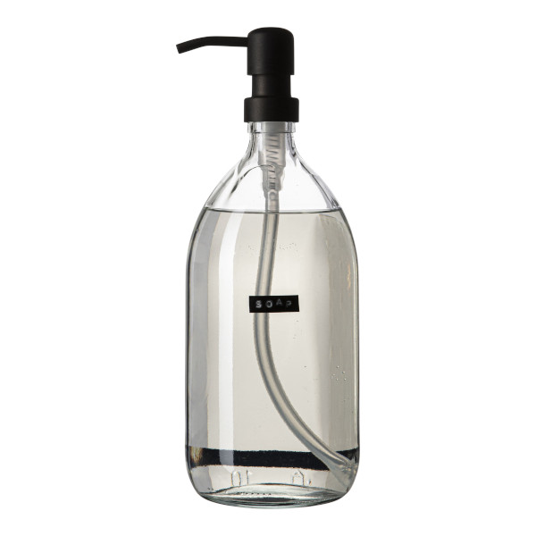 Wellmark Soap Dispenser Transparent Glass Fresh Linen Hand Soap 1l Black Soap 8719325913163