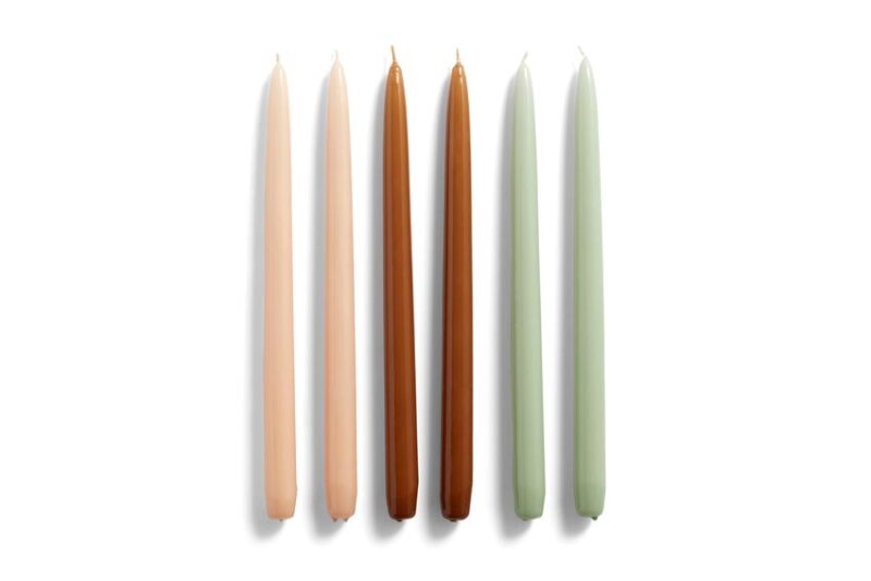 540757 Candle Conical Set Of 6 Peach Caramel Mint