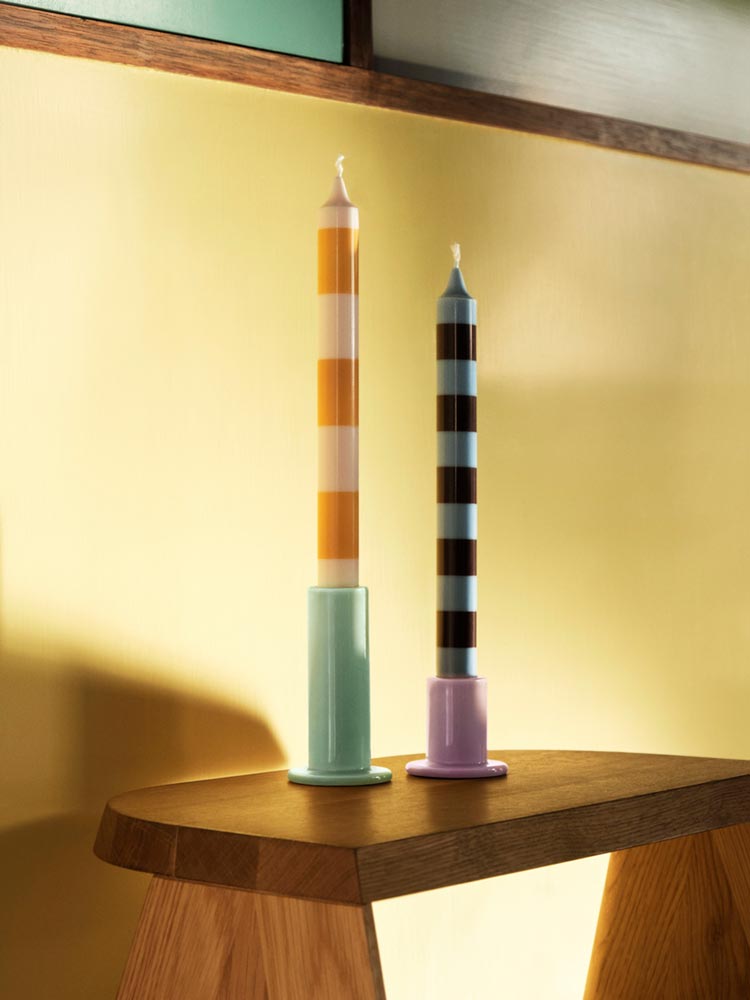 Tube Candleholder S Citrus Tube Candleholder M Mint Stripe Candle Yellow And White Stripe Candle Blue And Bordeaux
